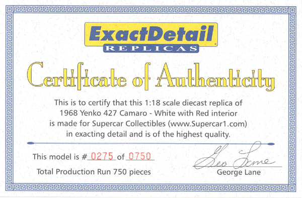 Item 'la230' certificate picture